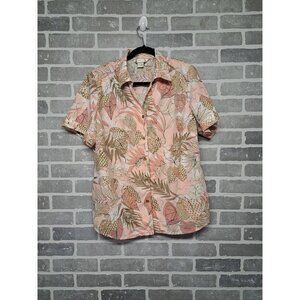 Allison Daley Floral Tropical Print Padded Womens Button Down Shirt‎ Size 14